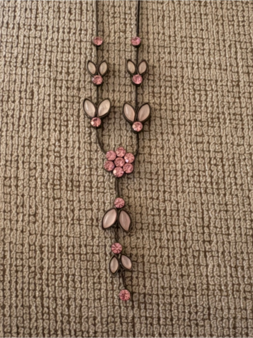 Delicate Pink Floral Drop Necklace for Women